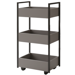 Carrinho Organizador Multiuso 3 Cestos BP Lais 50 cm Grafite Eratto Moveis