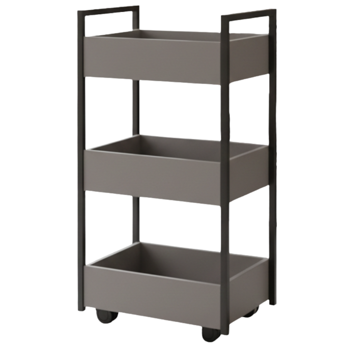 Carrinho Organizador Multiuso 3 Cestos BP Lais 50 cm Grafite Eratto Moveis