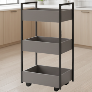 Carrinho Organizador Multiuso 3 Cestos BP Lais 50 cm Grafite Eratto Moveis