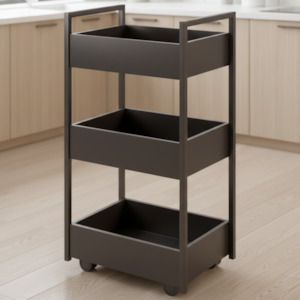 Carrinho Organizador Multiuso 3 Cestos BP Lais 50 cm Preto Eratto Moveis