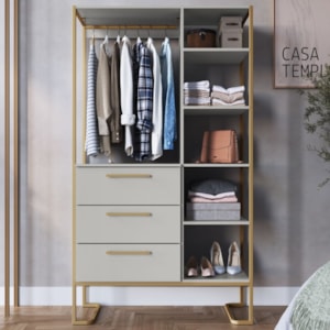 Closet 3 Gavetas P1060 182X103 cm Arenas Dourado PP Milani Store