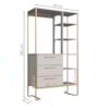 Closet 3 Gavetas P1060 182X103 cm Arenas Dourado PP Milani Store