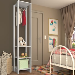 Closet Modulado 1 Cabideiro 200X40 cm EY105 Branco NOVAM