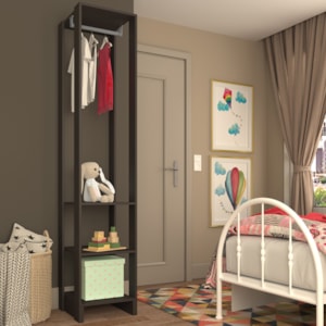 Closet Modulado 1 Cabideiro 200X40 cm EY105 Grafite Intenso NOVAM