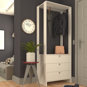 Closet Modulado 3 Gavetas 200X80 cm EY102 Branco NOVAM
