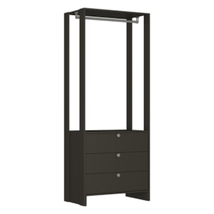 Closet Modulado 3 Gavetas 200X80 cm EY102 Grafite Intenso NOVAM