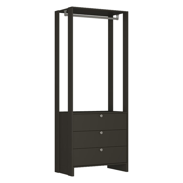 Closet Modulado 3 Gavetas 200X80 cm EY102 Grafite Intenso NOVAM