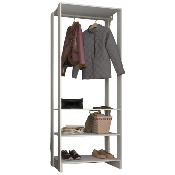 Closet Modulado 3 Prateleiras 200X80 cm EY101 Branco NOVAM