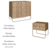 Comoda 02 Mesas de Cabeceira Organica Hanover Dourado Artesano