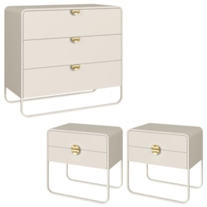 Comoda 02 Mesas de Cabeceira Organica Off White Artesano