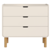 Comoda 3 Gavetas 90 cm Pes Madeira Maciça 28103 Off White Artesano