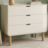 Comoda 3 Gavetas 90 cm Pes Madeira Maciça 28103 Off White Artesano