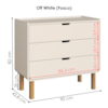 Comoda 3 Gavetas 90 cm Pes Madeira Maciça 28103 Off White Artesano