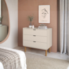 Comoda 3 Gavetas 90 cm Pes Madeira Maciça 28103 Off White Artesano