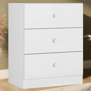 Comoda 3 Gavetas 95 cm Louise Branco REAJL Moveis