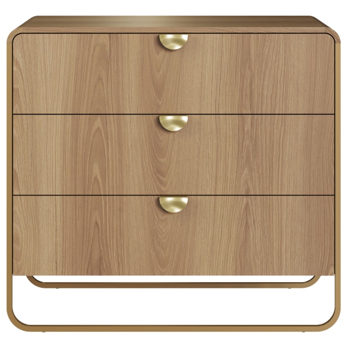 Comoda 3 Gavetas Organica 90 cm 28068 Hanover Dourado Artesano