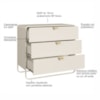Comoda 3 Gavetas Organica 90 cm 28068 Off White Artesano