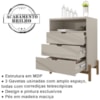 Comoda 3 Gavetas Para Quarto 005025 Off White DCASA