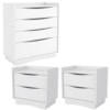 Comoda 4 Gavetas 02 Mesas de Cabeceira 2G M26061 Branco Kappesberg