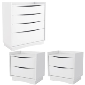 Comoda 4 Gavetas 02 Mesas de Cabeceira 2G M26061 Branco Kappesberg