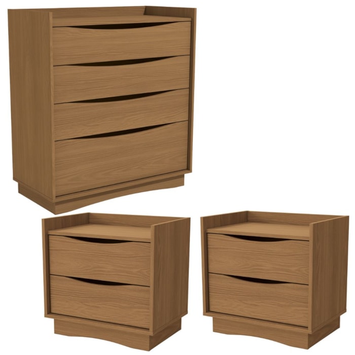 Comoda 4 Gavetas 02 Mesas de Cabeceira 2G M26061 Canela Kappesberg
