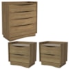 Comoda 4 Gavetas 02 Mesas de Cabeceira 2G M26061 Nogueira Kappesberg