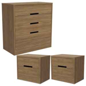 Comoda 4 Gavetas 02 Mesas de Cabeceira 2G S82224 Nogueira Kappesberg
