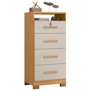 Comoda 4 Gavetas 1 Nicho Primor 62X130 cm Cinamomo Areia ZANZ