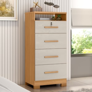 Comoda 4 Gavetas 1 Nicho Primor 62X130 cm Cinamomo Areia ZANZ