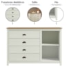 Comoda 4 Gavetas 1 Porta Madeira Macica Taeda 125 cm 9149 Branco Freijo Festra