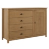 Comoda 4 Gavetas 1 Porta Madeira Macica Taeda 125 cm 9149 Freijo Festra