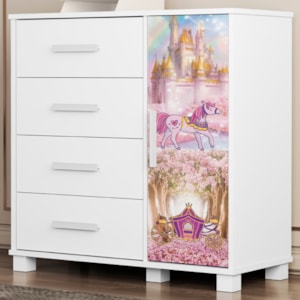 Comoda 4 Gavetas 1 Porta MDF 81 cm Livia Carruagem Decmade