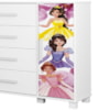 Comoda 4 Gavetas 1 Porta MDF 81 cm Livia Princesas Decmade