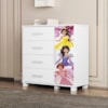 Comoda 4 Gavetas 1 Porta MDF 81 cm Livia Princesas Decmade