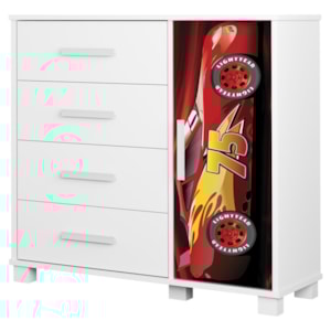 Comoda 4 Gavetas 1 Porta MDF 81 cm Livia Vermelho Decmade