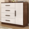 Comoda 4 Gavetas 1 Porta Novage 115 cm Jacaranda Off White ZANZ