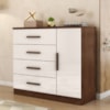 Comoda 4 Gavetas 1 Porta Novage 115 cm Jacaranda Off White ZANZ