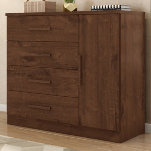 Comoda 4 Gavetas 1 Porta Novage 115 cm Jacaranda ZANZ