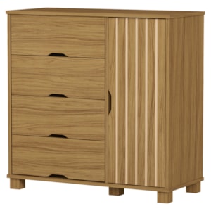 Comoda 4 Gavetas 1 Portas MDF 81 cm Bela Nature Decmade
