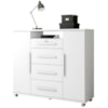 Comoda 4 Gavetas 2 Portas 1 Nicho Com Rodizios Versa 135 cm Branco Absoluto ZANZ
