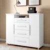 Comoda 4 Gavetas 2 Portas 1 Nicho Com Rodizios Versa 135 cm Branco Absoluto ZANZ
