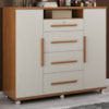 Comoda 4 Gavetas 2 Portas 1 Nicho Com Rodizios Versa 135 cm Cinamomo Areia ZANZ