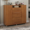 Comoda 4 Gavetas 2 Portas 1 Nicho Com Rodizios Versa 135 cm Cinamomo ZANZ