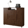 Comoda 4 Gavetas 2 Portas 1 Nicho Com Rodizios Versa 135 cm Jacaranda ZANZ