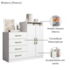 Comoda 4 Gavetas 2 Portas 115 cm Londres Branco ARMoveis