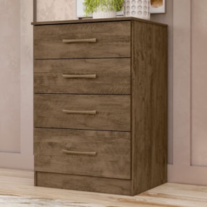 Comoda 4 Gavetas 61 cm MS913 Castanho Wood Moval