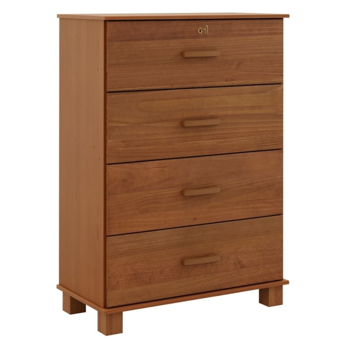 Comoda 4 Gavetas 79 cm Madeira Macica Taeda 1138C Castanho Festra