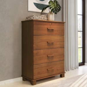 Comoda 4 Gavetas 79 cm Madeira Macica Taeda 1138C Castanho Festra