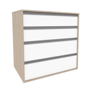 Comoda 4 Gavetas CO19 Noce Branco NOVAM Comoda 4 Gavetas CO19 Noce Branco NOVAM