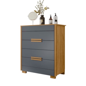 Comoda 4 Gavetas Dhara 86 cm Freijo Cinza Moval
